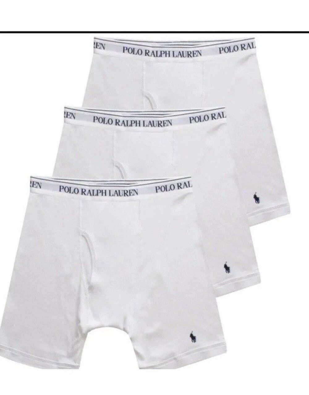 Polo Ralph Lauren L Men’s 3-Pack Classic Fit Cotton Boxer Briefs White Preppy